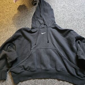 Y2K Nike Womens Black Center Swoosh Pull Over Hoodie